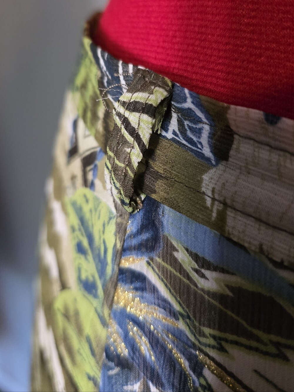 Vintage Marie Claire Tropical Print Maxi Skirt With Gold Accents - Picture 3 of 5